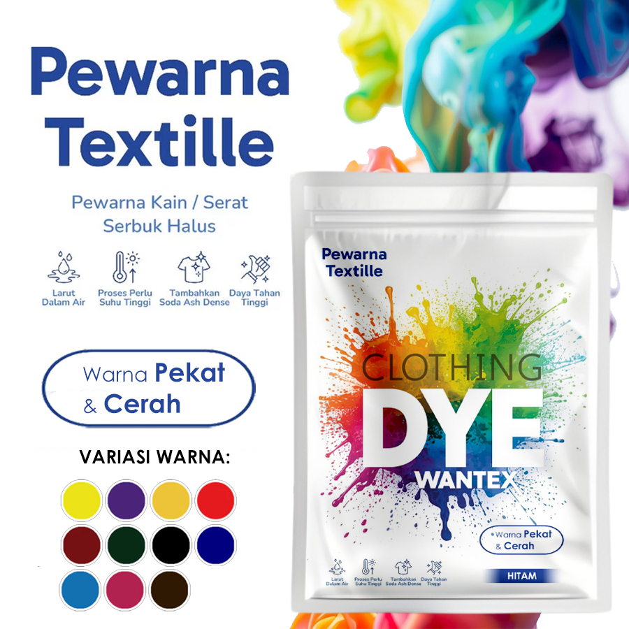 PLANETCO I Wantex Pewarna Kain Pakaian Textile Clothing DYE Wantex untuk Batik Kaos Jeans Warna Cera