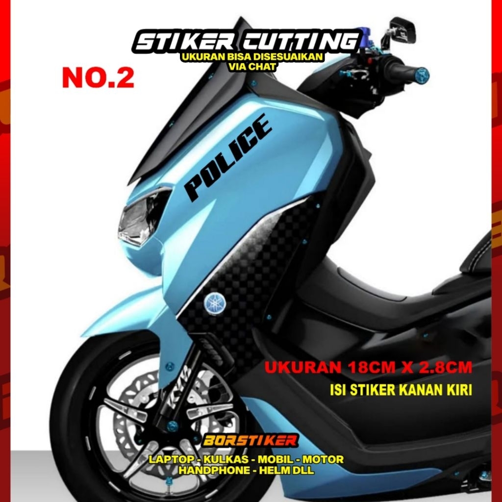 STIKER POLICE STICKER TAMENG DEPAN NMAX CUTTING CUSTOM TRANSPARAN