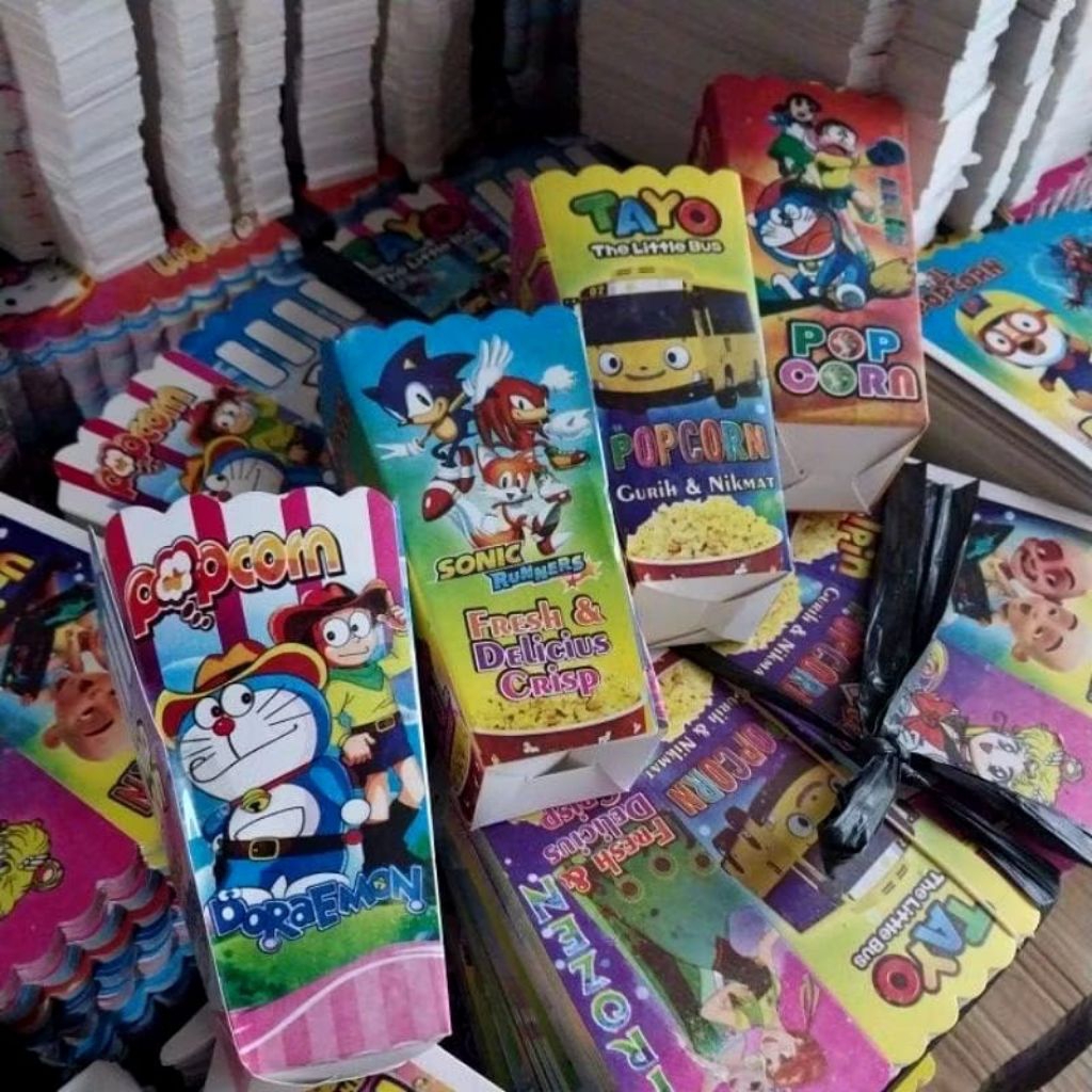 KEMASAN KERTAS POPCORN UKURAN LENGKAP
