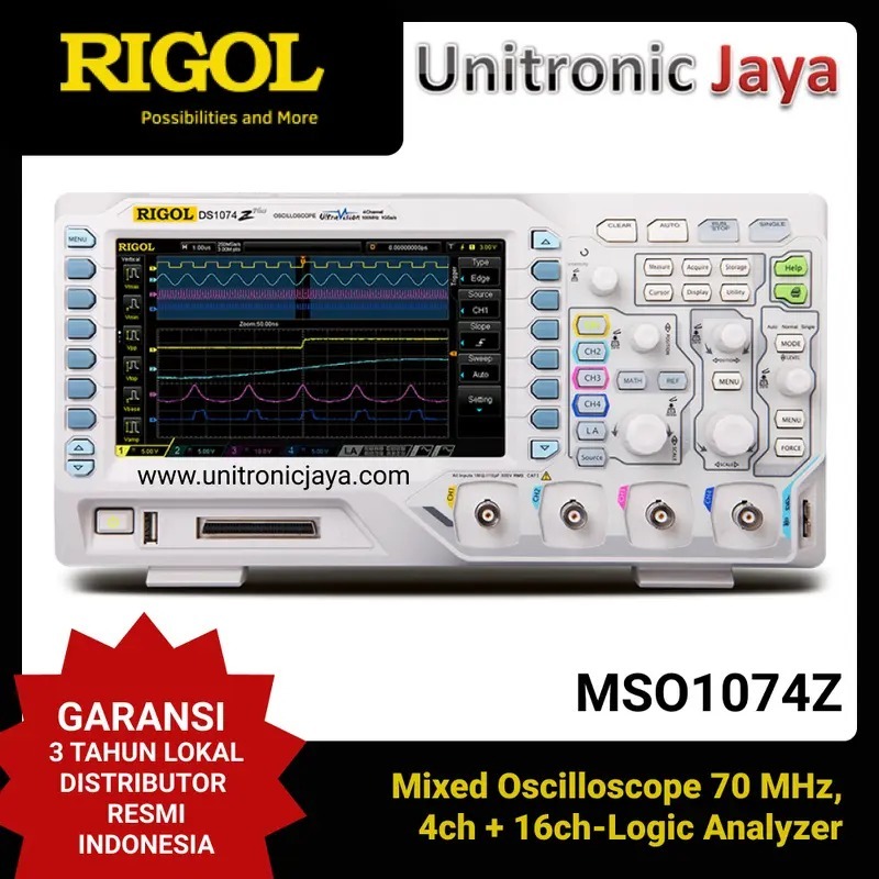 Rigol MSO1074Z Mixed Oscilloscope 70 MHz, 4ch + 16ch-Logic Analyzer