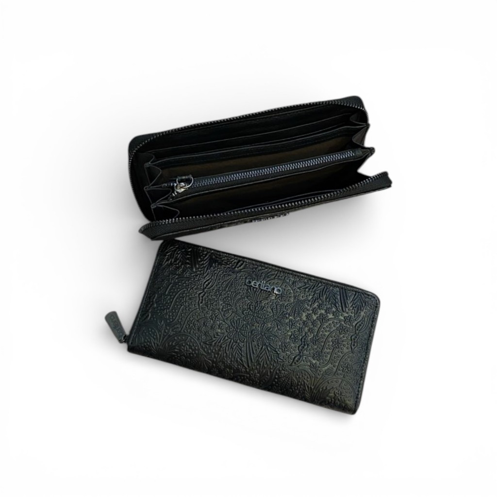 Berliano Leather  Zippy Wallet Berliano - Dompet Panjang Wanita Kulit Sapi Asli Motif Batik Indonesi