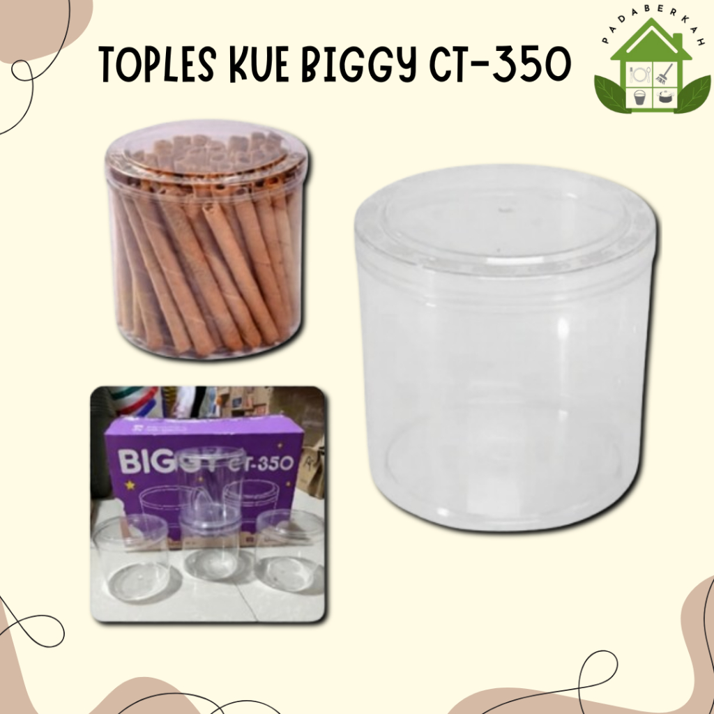 Toples Kue Kering Kue Nastar Biggy 1 kg CT-350 Toples Mika Biggy CT-350 Tople 1 kg Isi 6 Pcs