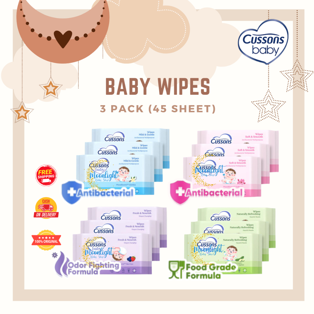 CUSSONS BABY Wipes | Tisu basah | Tissue Bayi | Tisue Basah Bayi Set Beli 1 Gratis 2