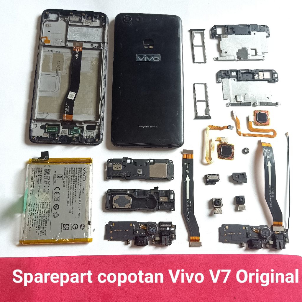 Sparepart Vivo V7 / Y75 Second Original Copotan  Speaker kuping  papan cas  kaca lampu flash  soket 