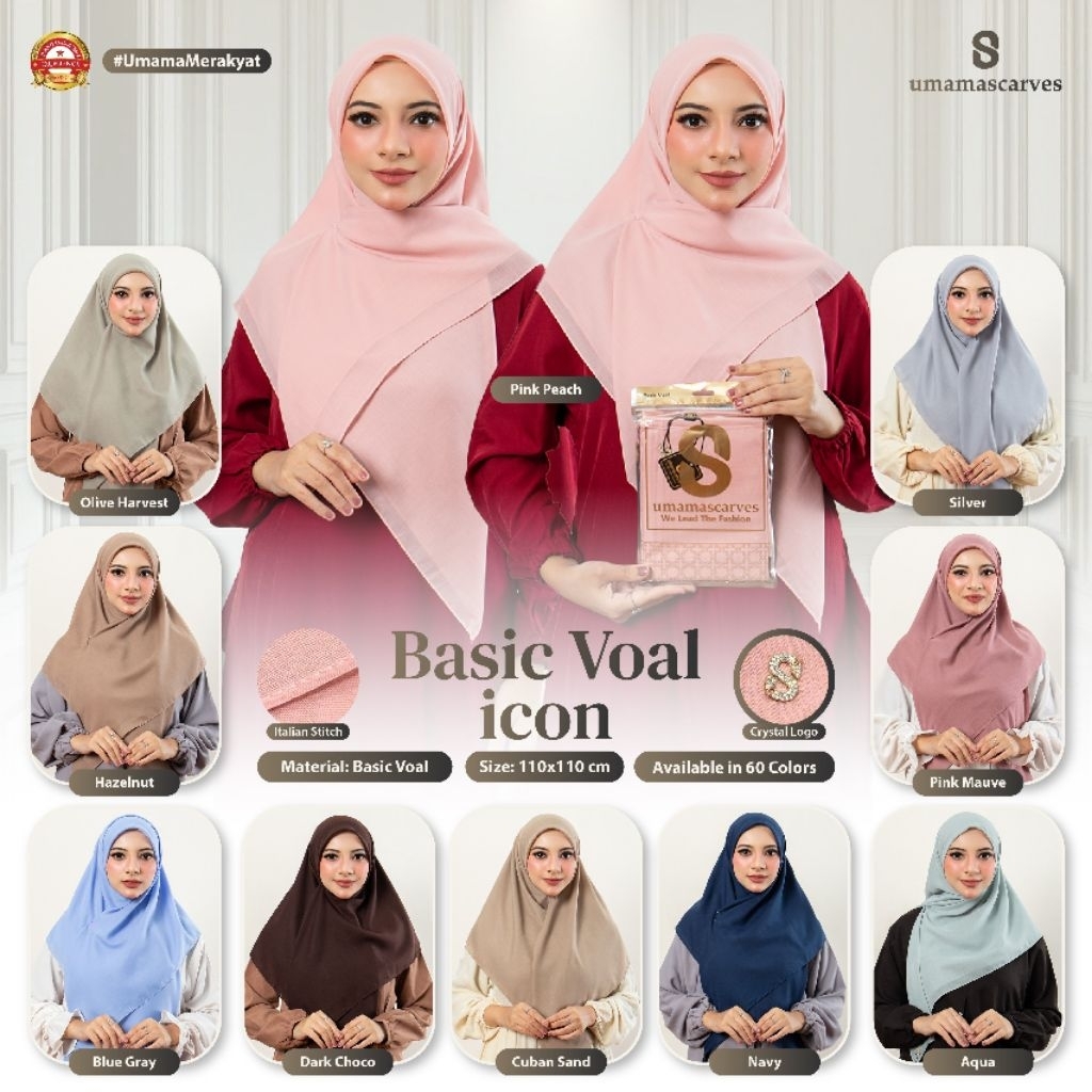 hijab segi empat Basic voal logo um dapat 10 pcs random