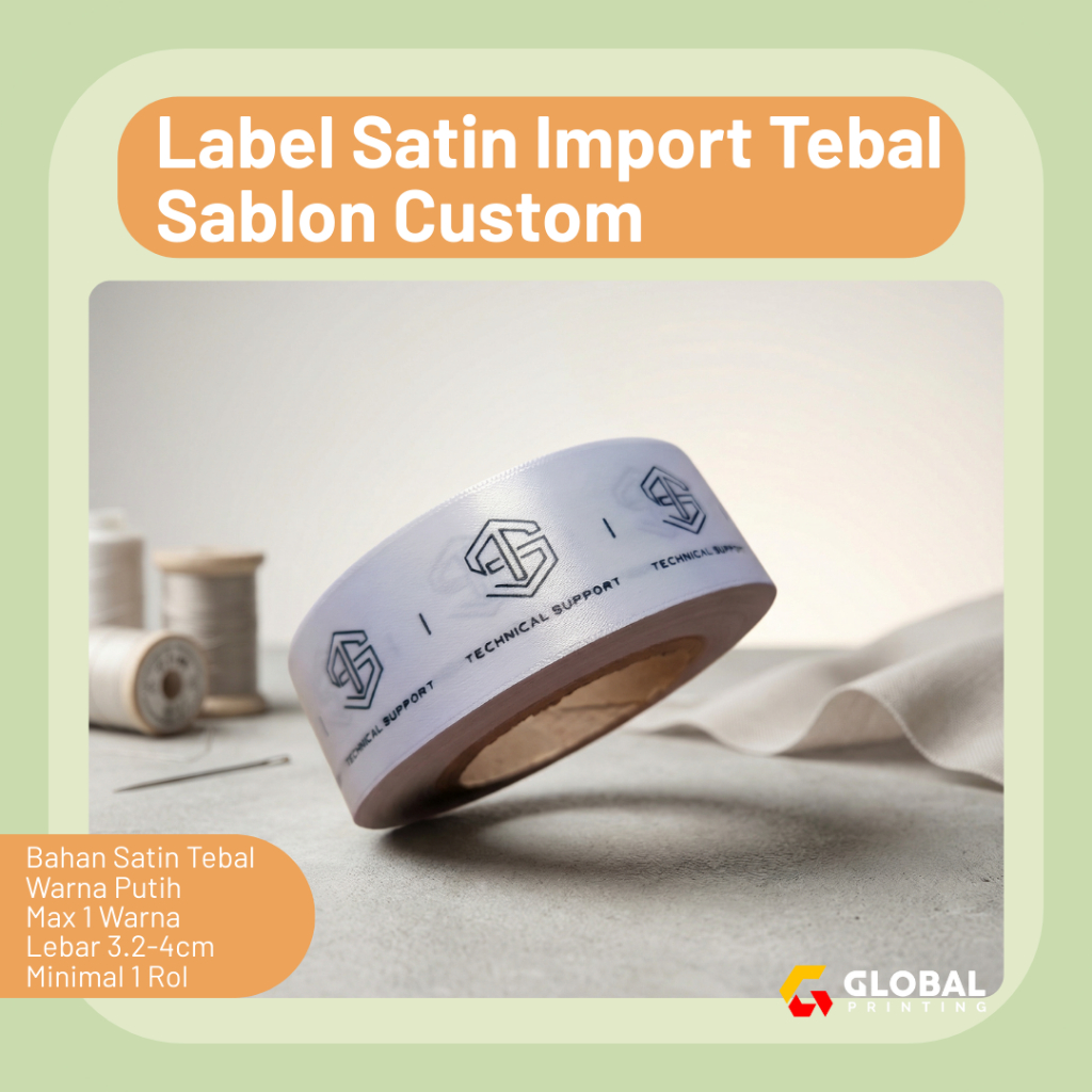 Label Satin Import Tebal Sablon Label Baju Merek Tag Wash Distro Butik