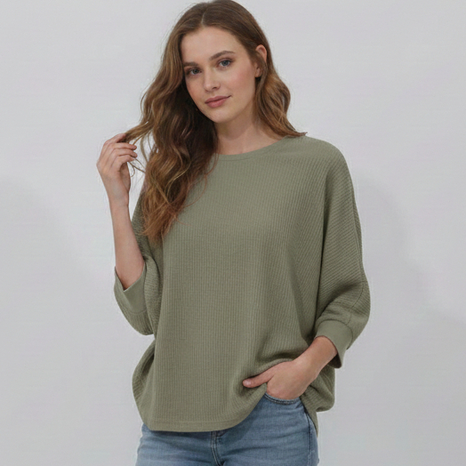 RILLEY - Kaos Waffle Leticia Batwing | Baju Waffle Cewek Perempuan Wanita