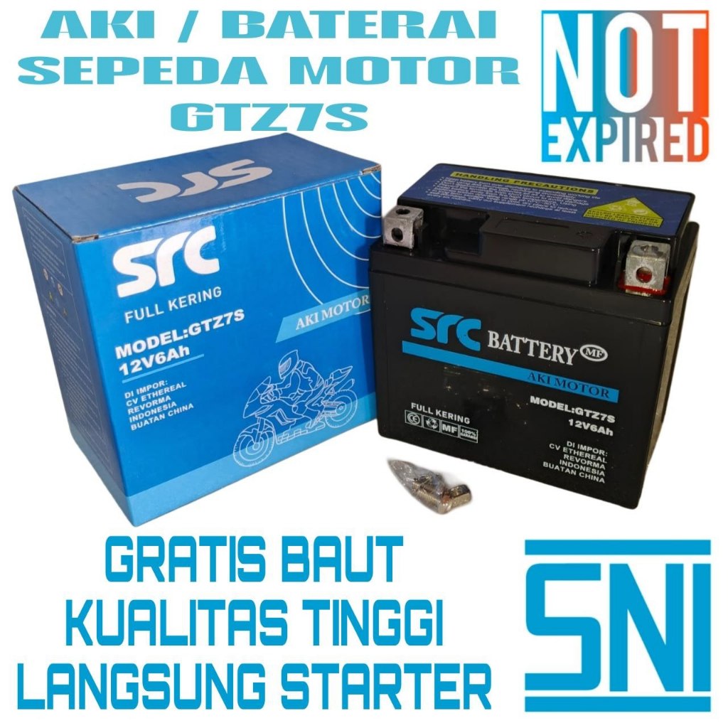 AKI BATERAI GTZ7 UNTUK VARIO 125 150 160 STYLO ADV PCX 160, N MAX, SATRIA FU KUALITAS TINGGI ORIGINA