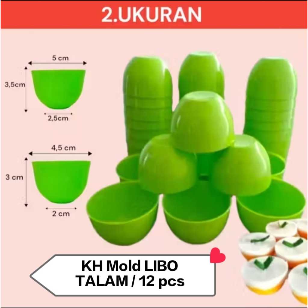 12 pcs Cetakan Kue Mangkok Talam Agar Jelly Puding Plastik Kecil Besar Hijau Merah