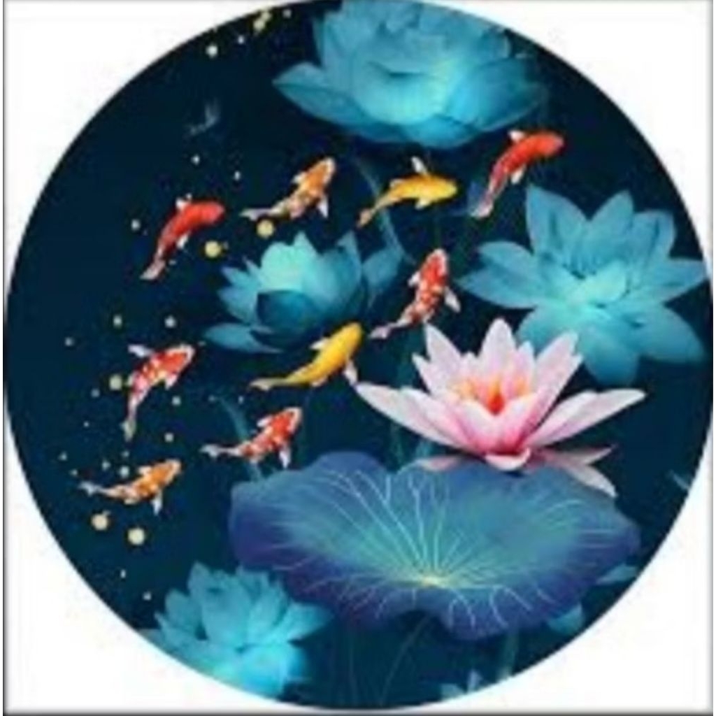 DIY Paket kristik ikan koi 9 lotus pink pola kain cross stitch 11ct dmc kerajinan tangan sulaman cra