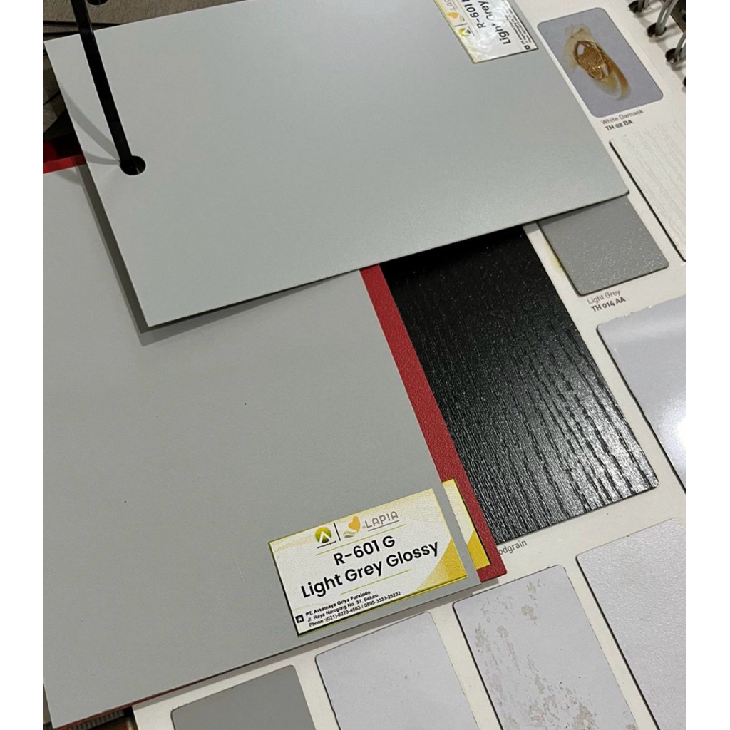 HPL Lapia Abu muda Light Grey R601 ada Doff Matte dan Glossy Kilap
