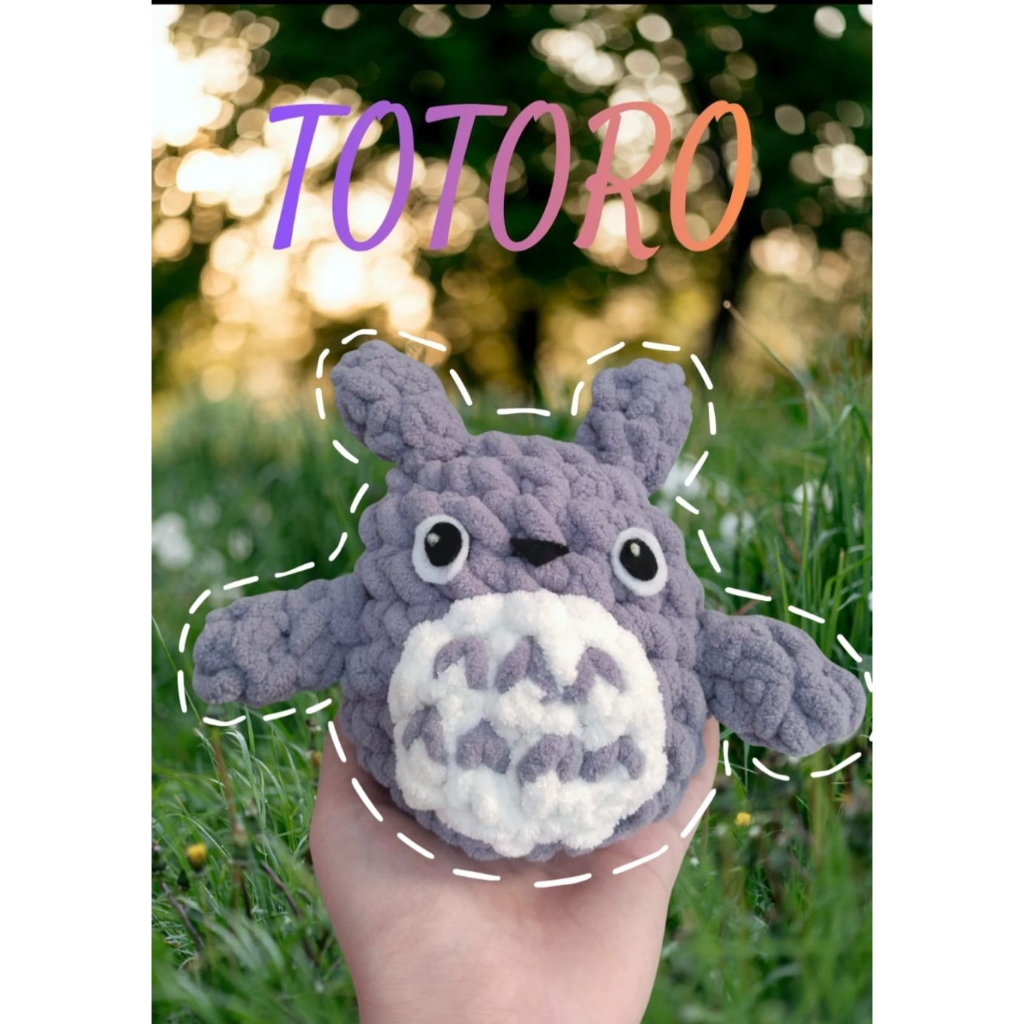 Amigurumi Totoro Imut Handmade Rajut | Plushie Totoro Jumbo Soft Fluffy Chenille Chunky