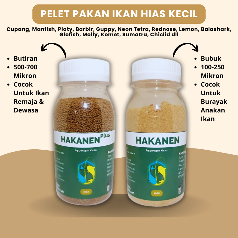 Pelet Hakanen Pakan Ikan Hias Kecil Cupang Guppy Molly Glofish Neon Tetra