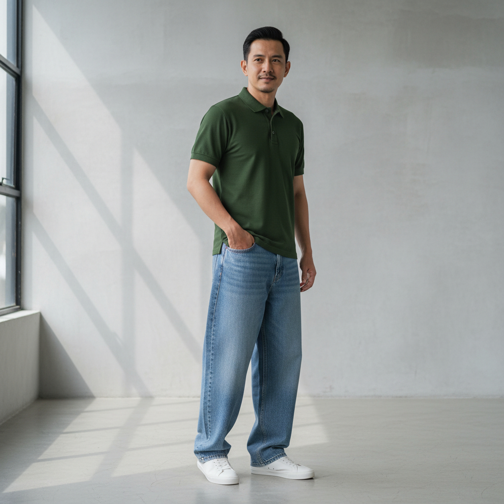 Kaos Polo Lengan Pendek Hijau Army