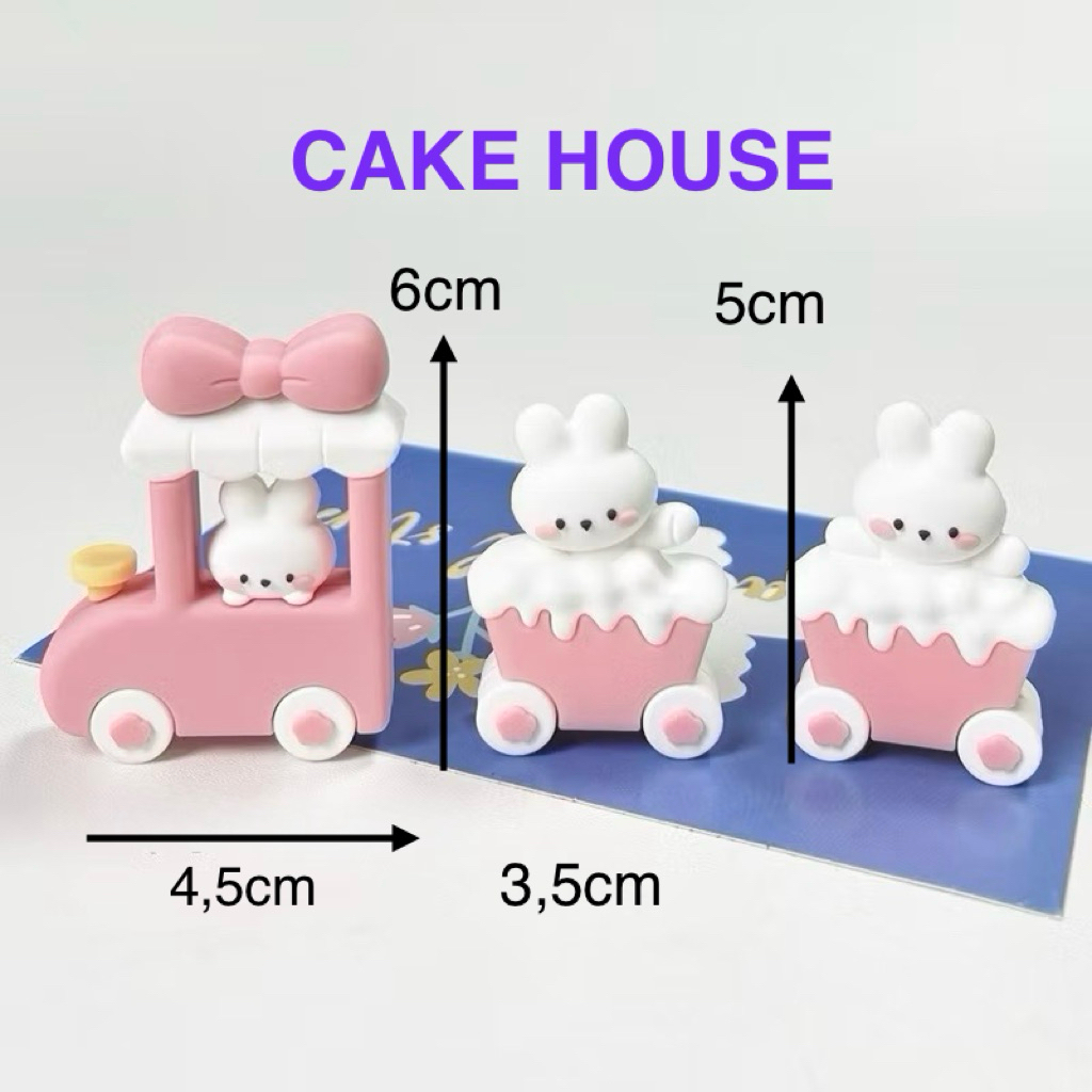 Hiasan kue kereta kelinci / bunny train / cake topper bunny kelinci