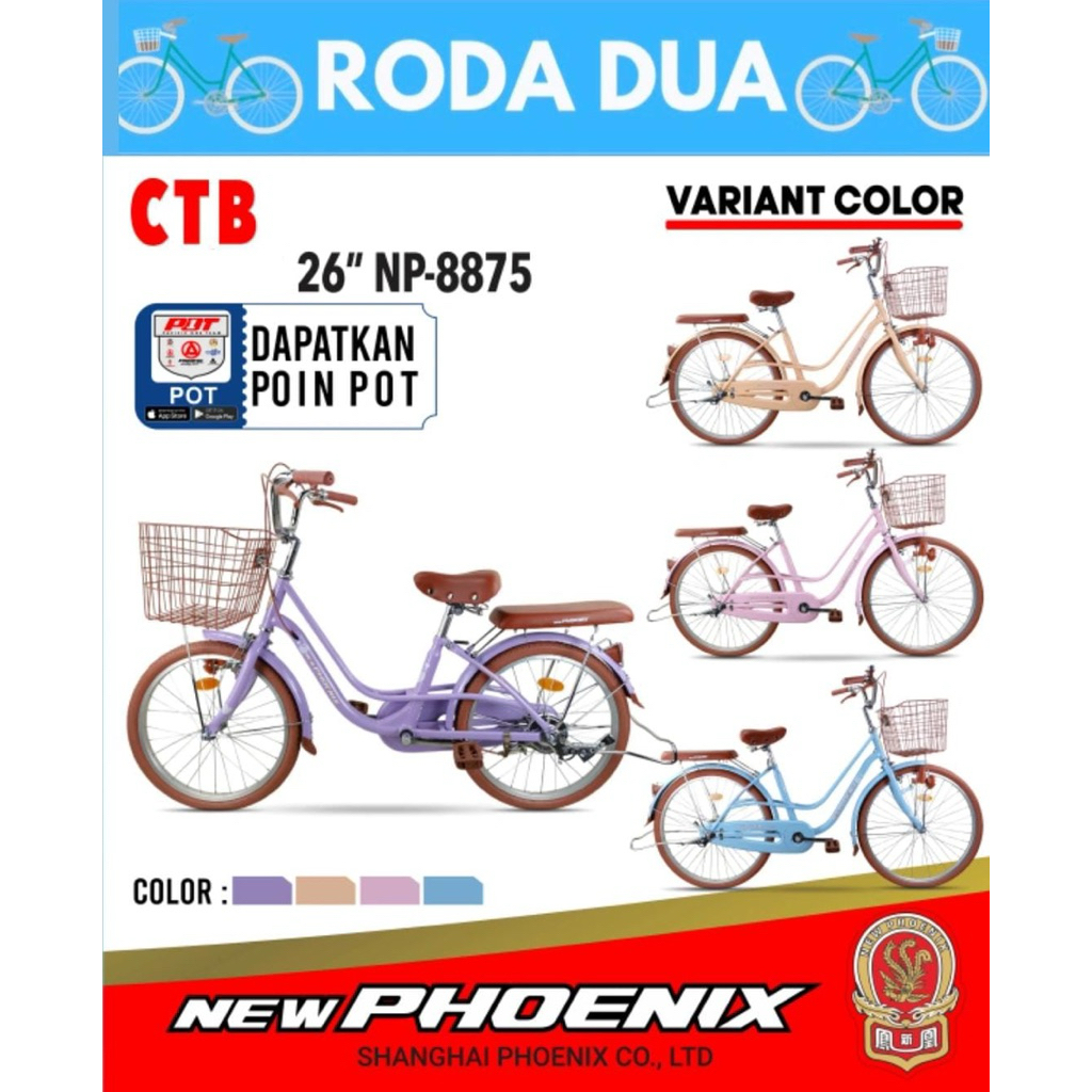 SEPEDA CTB/MINI KERANJANG UKURAN 26 - NEW PHOENIX NP-8875 ( SHIMANO ASLI )