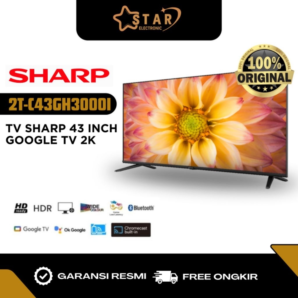 TV LED SHARP 43INCH 2K GOOGLE TV HDR 2T-C43GH3000I TV SHARP 43INCH GOOGLE TV