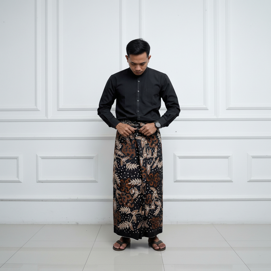 Sarung Batik Gus Iqdam Lasem Pekalongan - Motif GUS PELONG, Warna Sidomukti Putih
