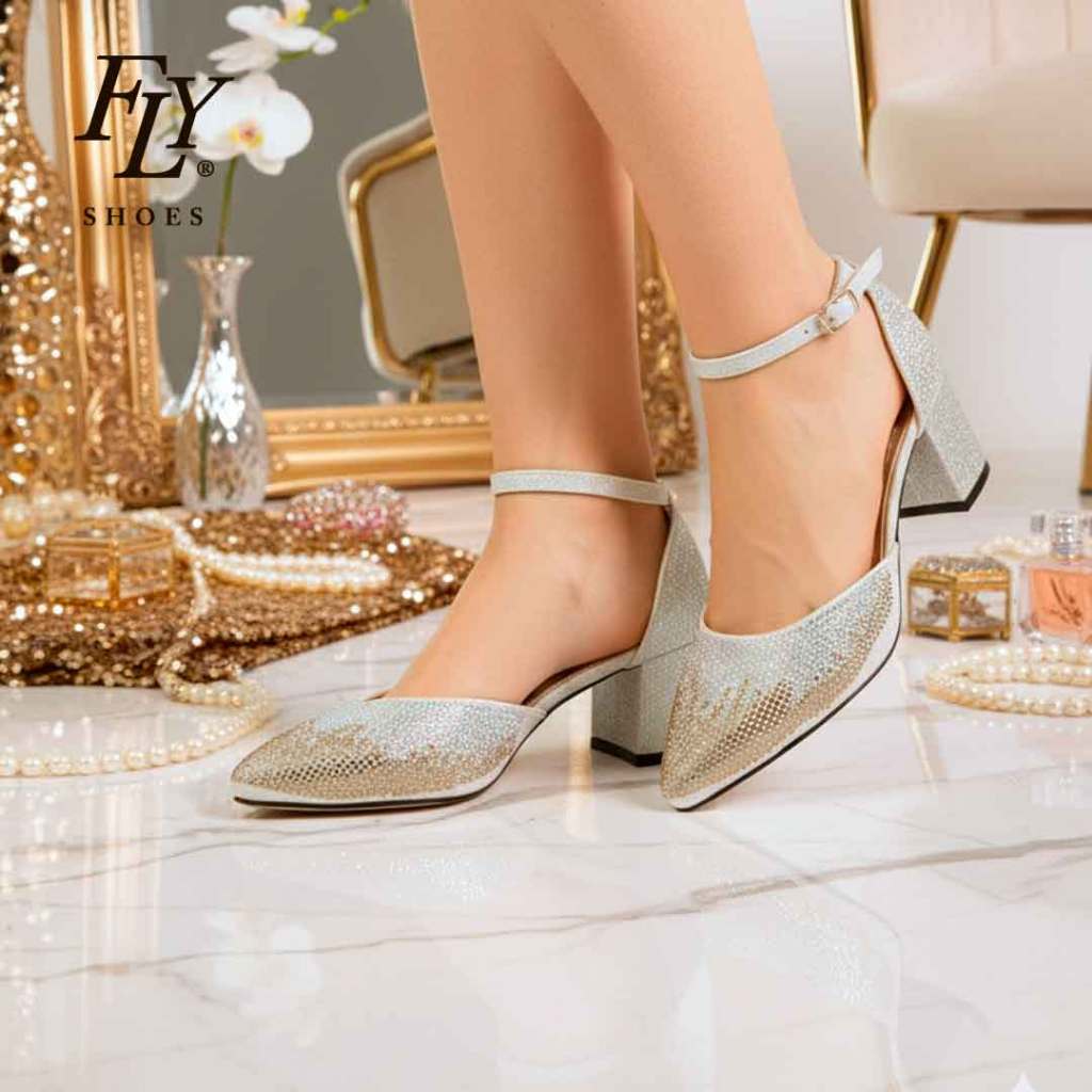 FLY SHOES Christa Sepatu Sandal Heels Wanita 9345 in Ivory