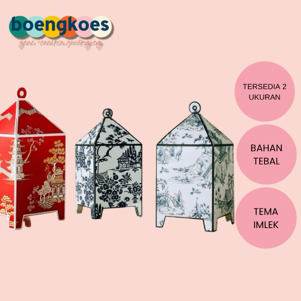BOENGKOES BOX HAMPERS IMLEK CNY LEBARAN PAGODA, KOTAK KUE KERING SNACK