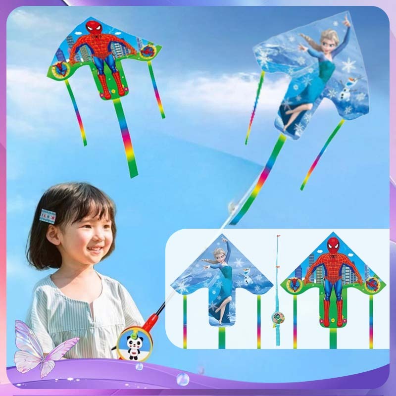 Layangan Kartun Layangan Karakter Anak Layangan Mainan Outdoor Layang Elsa Layangan Superman