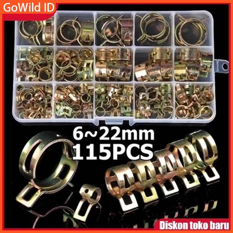 115pcs Klem Penjepit Selang Bensin Oli Mobil Motor Universal Clamp Fastener Klem Selang Jepit / Klem