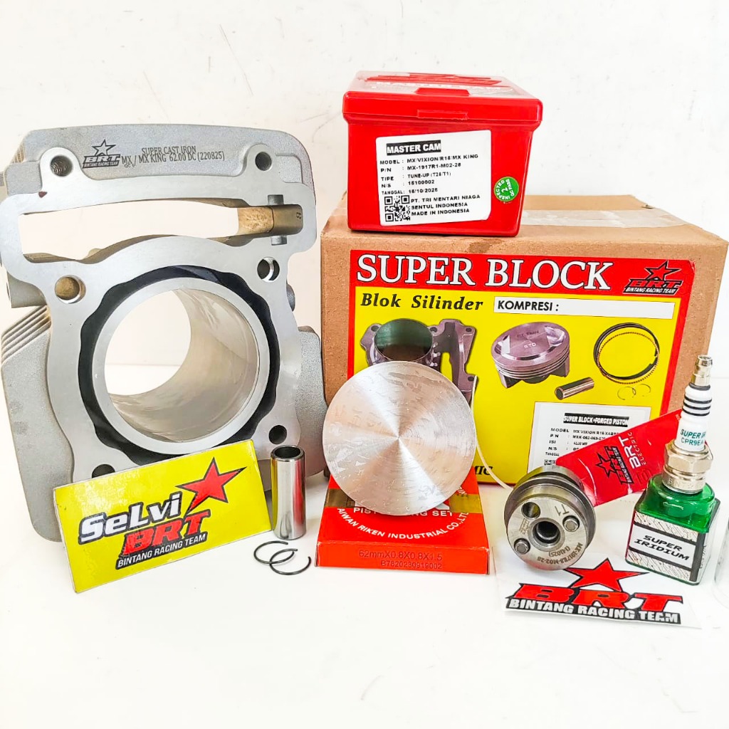 PAKET BORE UP BLOK BRT & NOKEN AS CAM BRT JUPITER MX MX KING VIXION OLD R15 NVL NVA XABRE 62mm