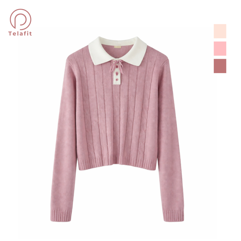 TF05 Atasan Wanita Rajut Sweater Kekinian Korean Style Warna Nila ke unguan