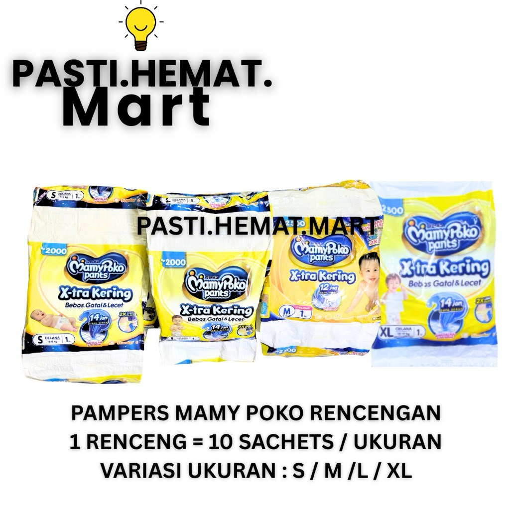 [HEMAT] 1 Renceng x 10 PCS MamyPoko Xtra Kering | Pampers Celana Bayi Mamy Poko Ukuran S / M / L / X