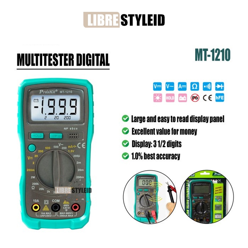 ProsKit MT-1210 3 1/2 Compact Digital Multimeter - Avometer - Multimeter Digital Proskit MT-1210 Ori