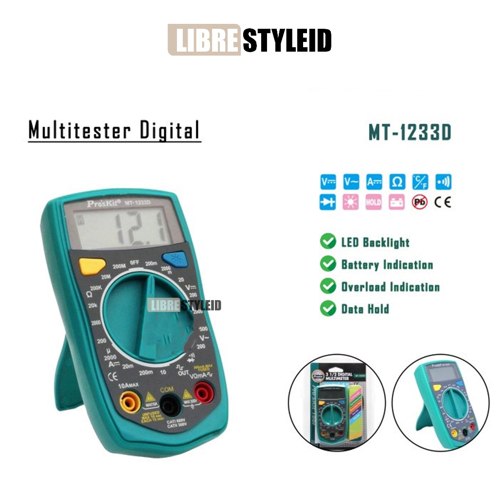 ProsKit MT-1233D DIGITAL MULTIMETER - MULTITESTER PROSKIT MT-1233D DIGITAL ORIGINAL