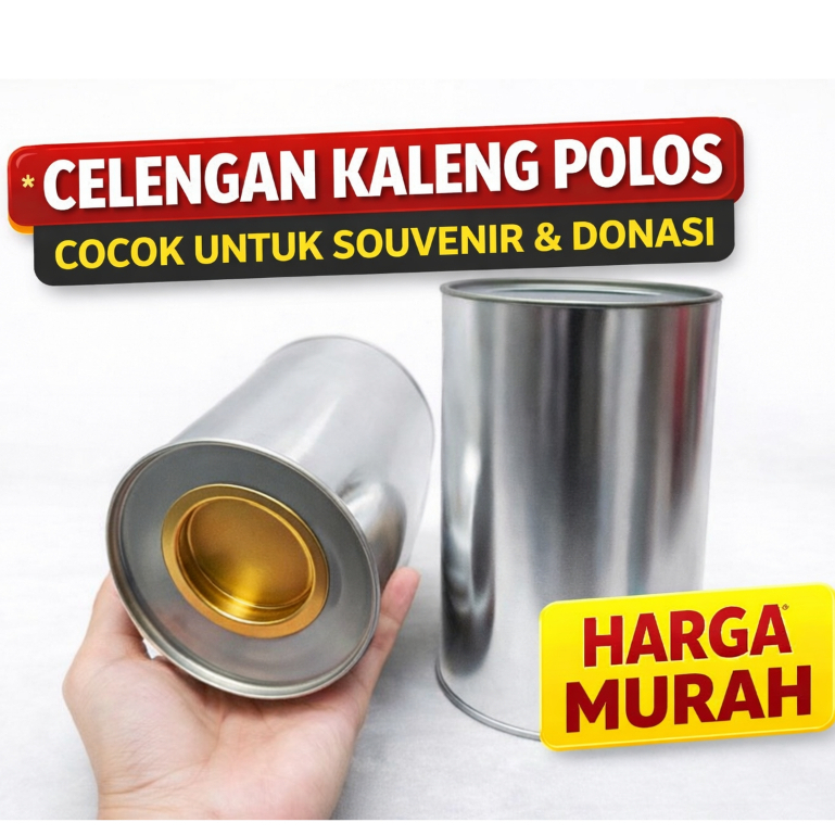 Celengan Kaleng Polos Buka tutup besar tinggi 14cm diameter 8,5cm full kaleng
