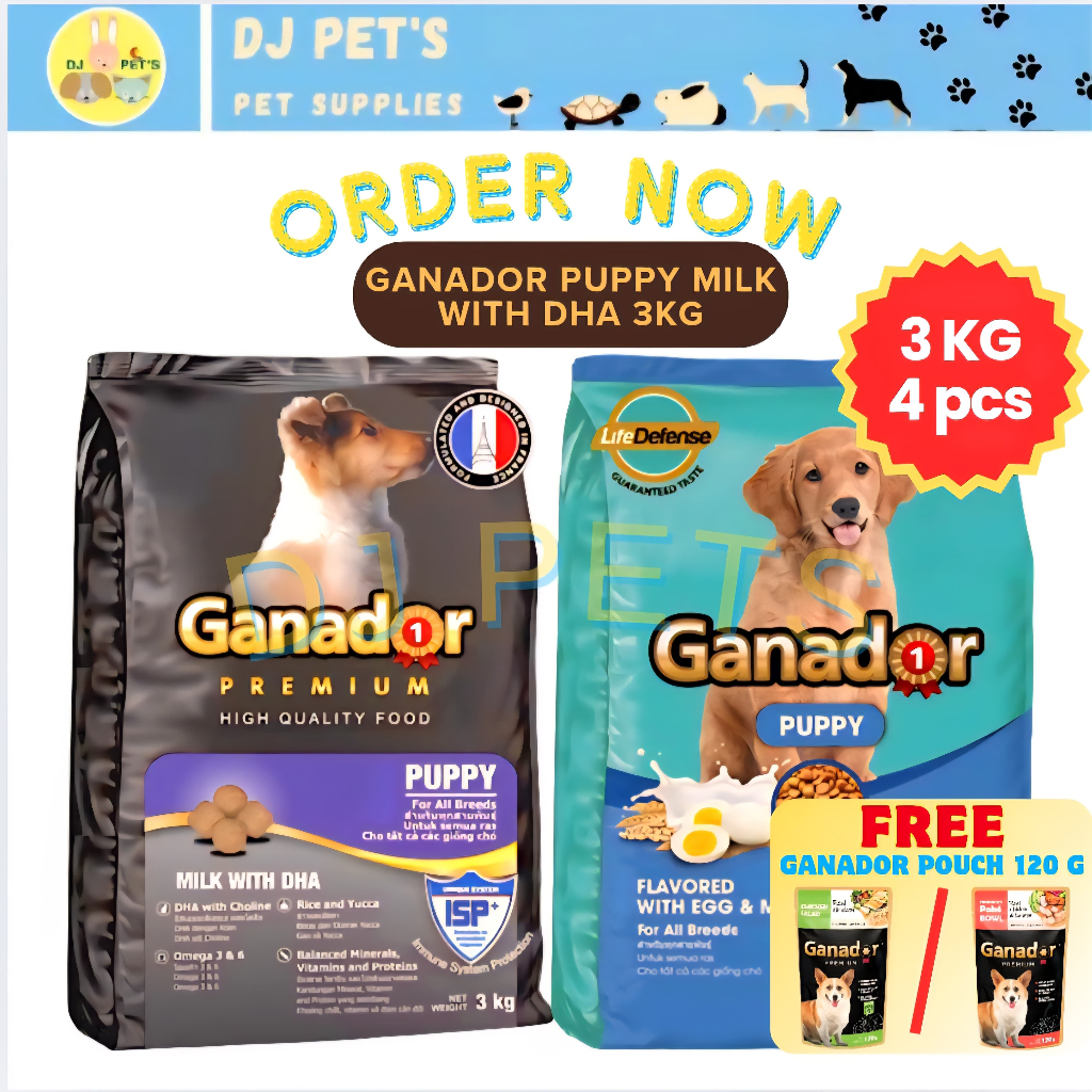Grosir Ganador Premium Puppy Milk with DHA 3kg 1 Dus isi 4 pcs FREE Ganador Pouch 120g Makanan anak 