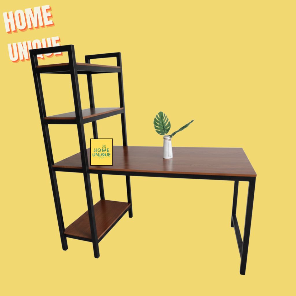 HOMEUNIQUE 120x50x75-150 Meja kerja Rak Tingkat Meja kerja / Meja Komputer Meja Desktop Rumah meja T