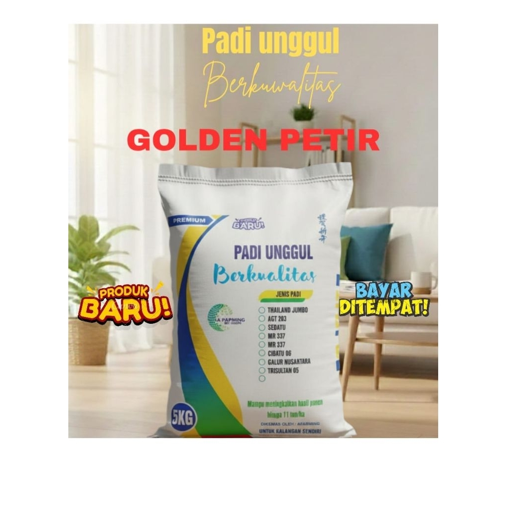 BENIH-PADI-SUPER-GOLDEN-PETIR,KEMASAN-5KG.KUALITAS.TAHAN.HAMA.WERENG