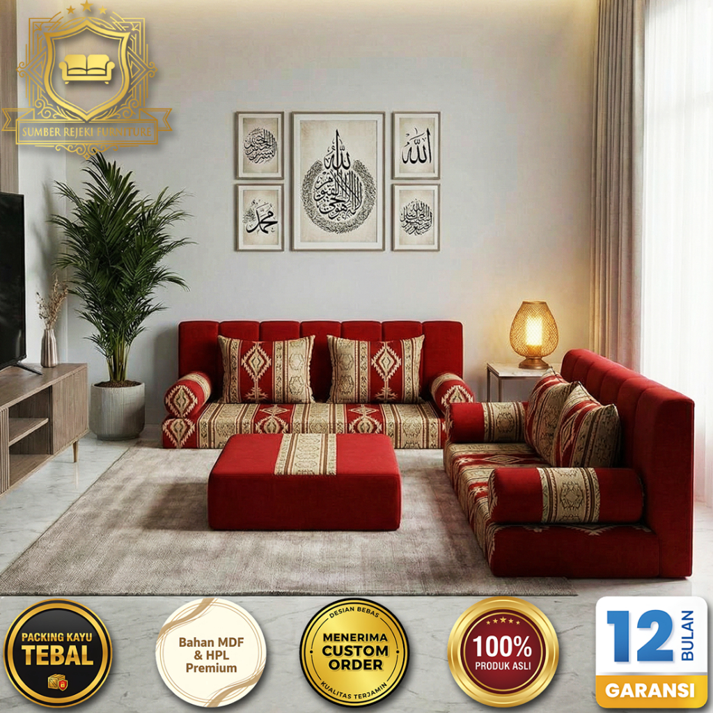 Sofa Arab Misnad Majlis Lesehan Ekonomis 1 Set Free Bantal Ruang Tamu Empuk Nyaman