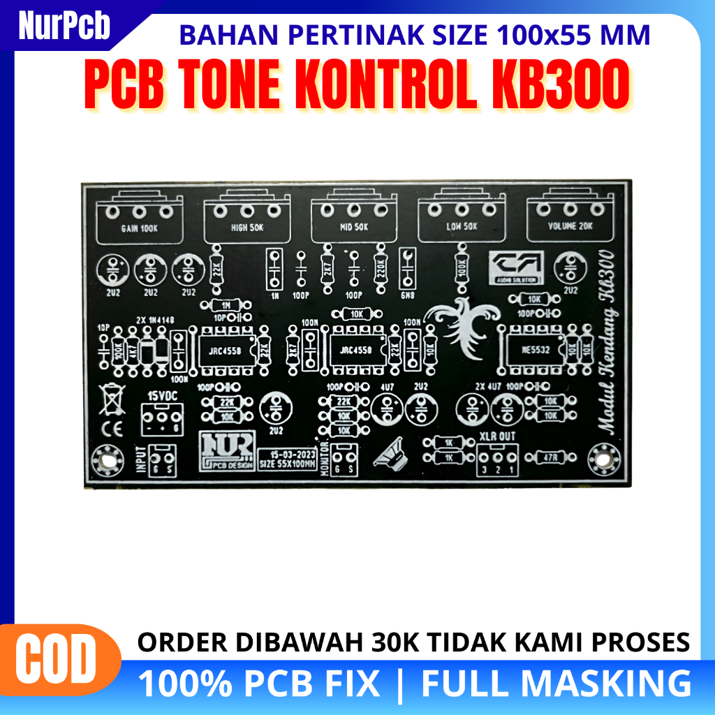 NUR PCB - PCB Tone Control KB300 Peavey - Tone Control Kendang Fullmasking 10 x 5.5 cm