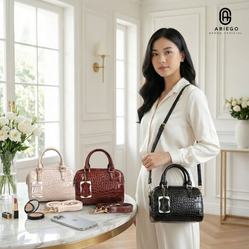 ABIEGO - KALEA SERIES tas wanita premium bahan croco bahan kulit buaya sintetis leather tas selempan