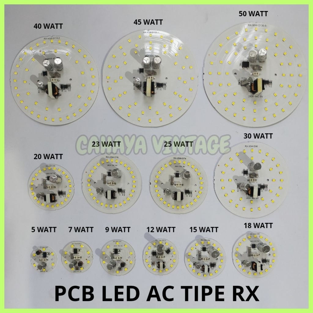 PCB LAMPU LED AC RX 5 7 9 12 15 18 20 23 25 30 40 45 50 WATT / MESIN LAMPU LED