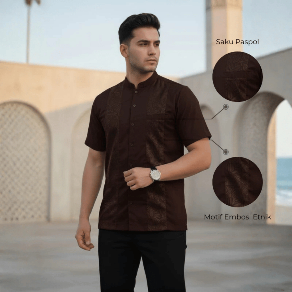Koko Pria Baju Koko Pria Lengan Pendek Motif Embos Bahan Katun Toyobo Lengan Pendek Motif Embos Katu