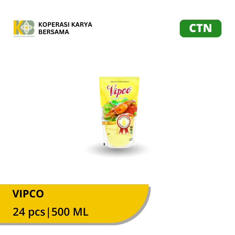 Vipco Minyak Goreng 500 ml isi 24 pcs /Karton