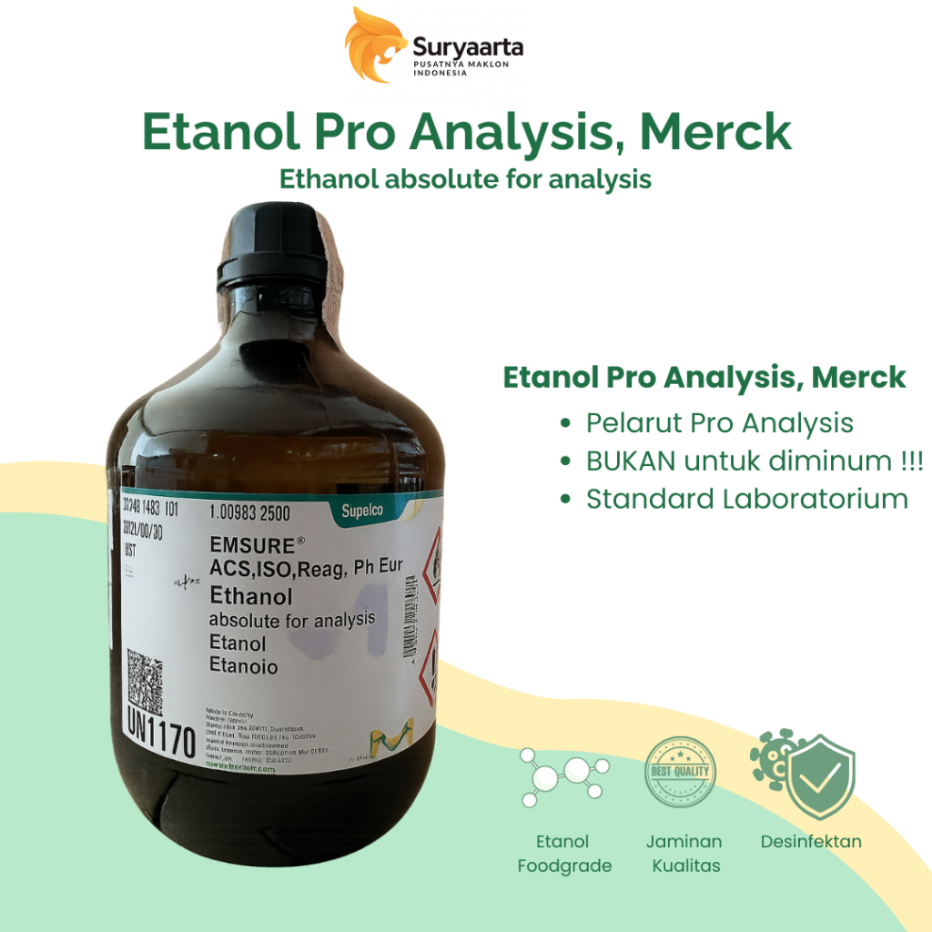 Etanol Pro Analysis (PA) 99% | Kemurnian Tinggi - Maklonsuryaarta