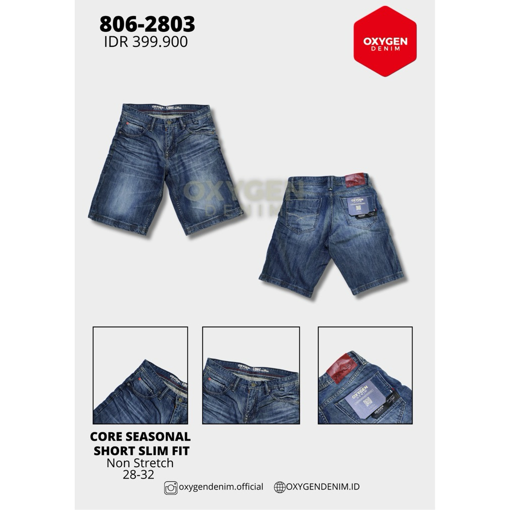 CELANA JEANS PENDEK OXYGEN DENIM ORIGINAL / 806-2803 / Slim Fit / Non Stretch / PAKAIAN PRIA DEWASA