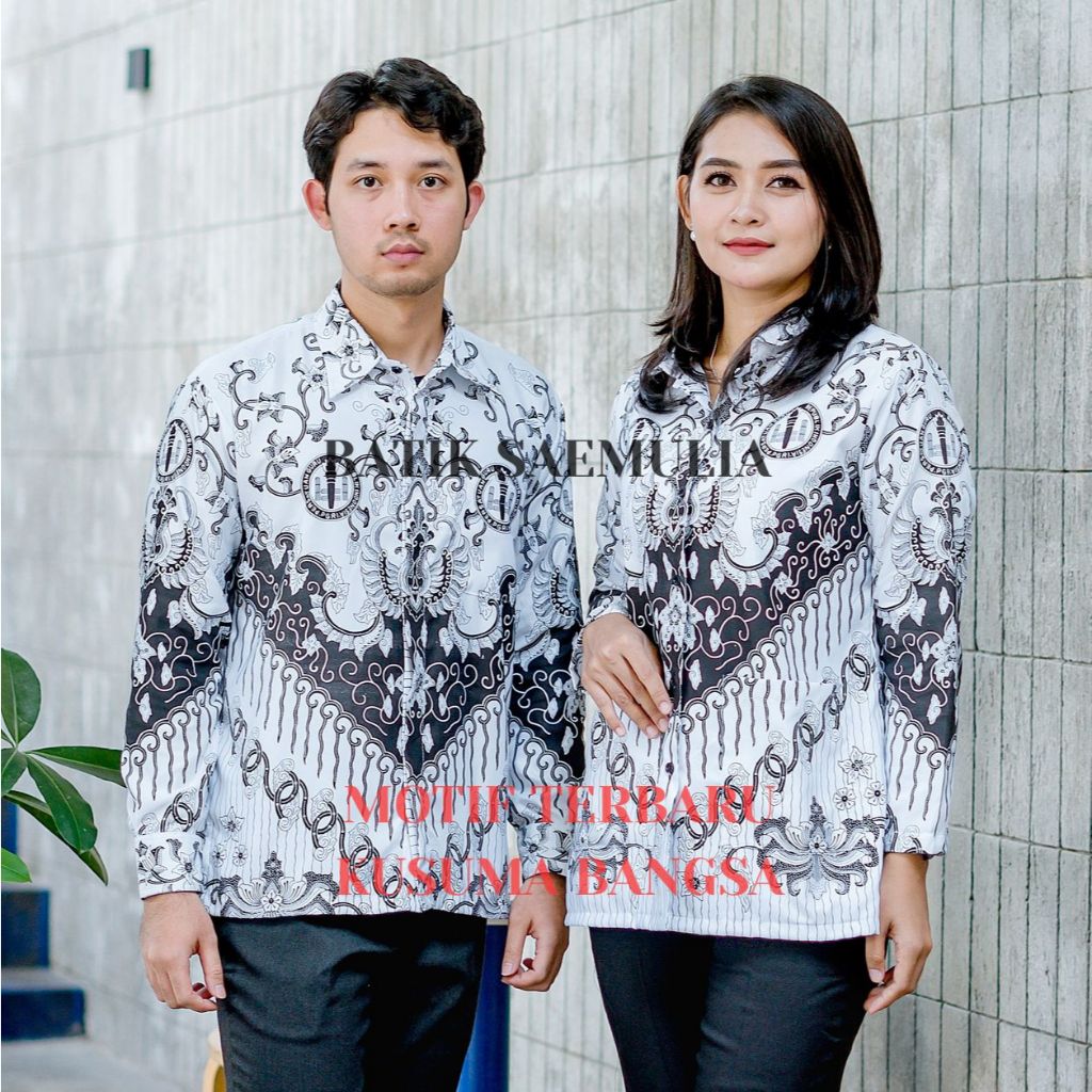 Batik Saemulia Batik PGRI motif kusuma bangsa terbaru Batik PGRI pria wanita terbaru lapisan furing 