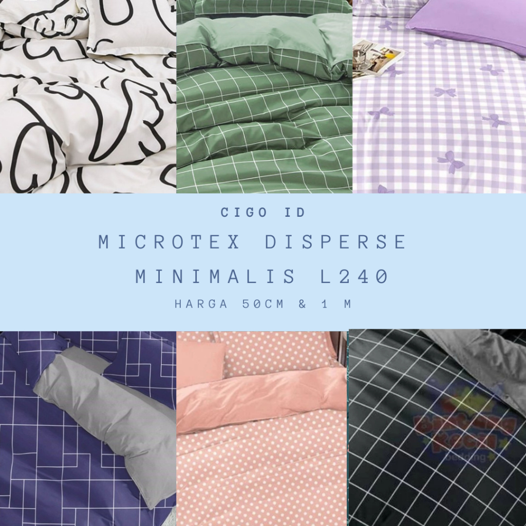KAIN KATUN DISPERSE MICROTEX / KAIN SPREI AESTHETIC METERAN MOTIF PLAID / KOTAK & POLKADOT