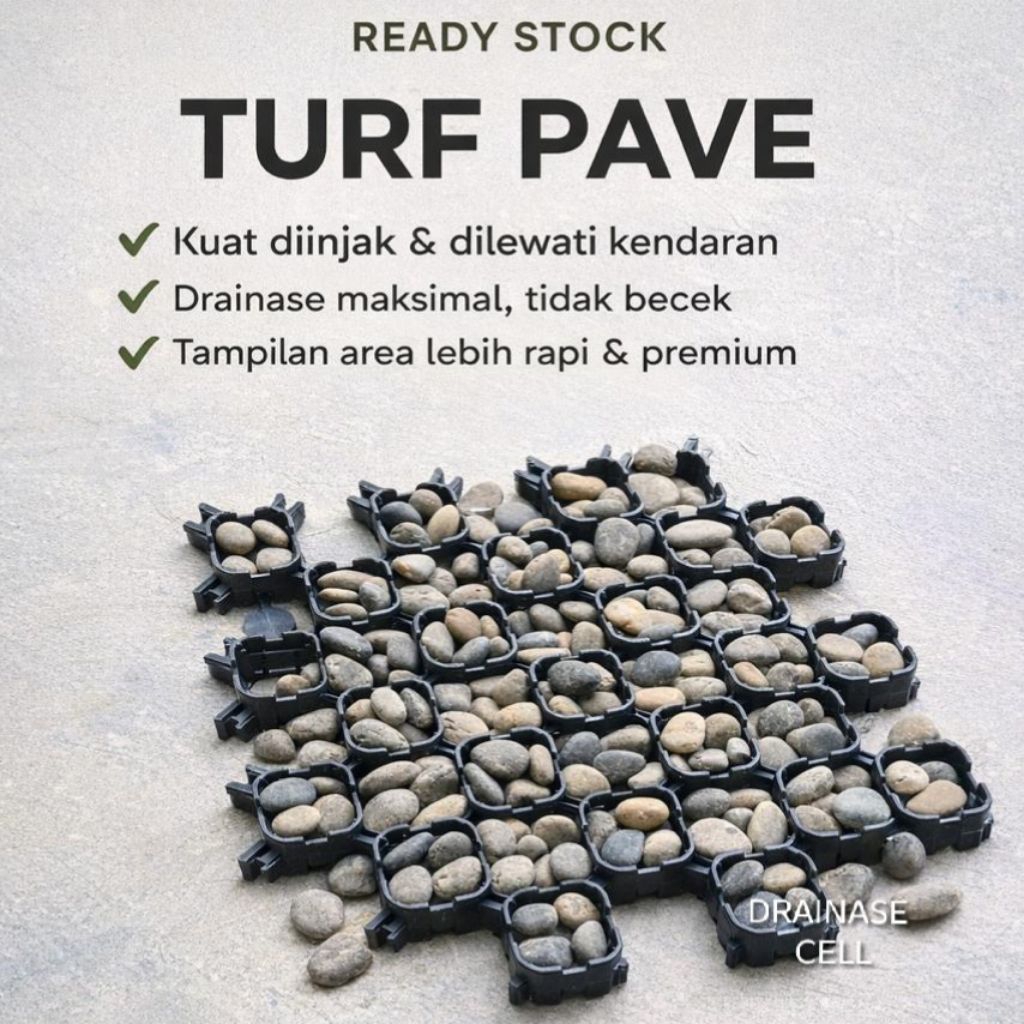 TURFPAVE 50X50X4 CM /PAVING PLASTIK PREMIUM TURF PAVE / KOKOH ANTI GENANGAN UNTUK RUMPUT DAN KRIKIL/