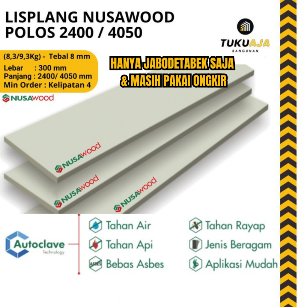 HANYA PENGIRIMAN JABODETABEK - Nusawood Plank Polos 4050x300X8mm - LisPlank Woodplank