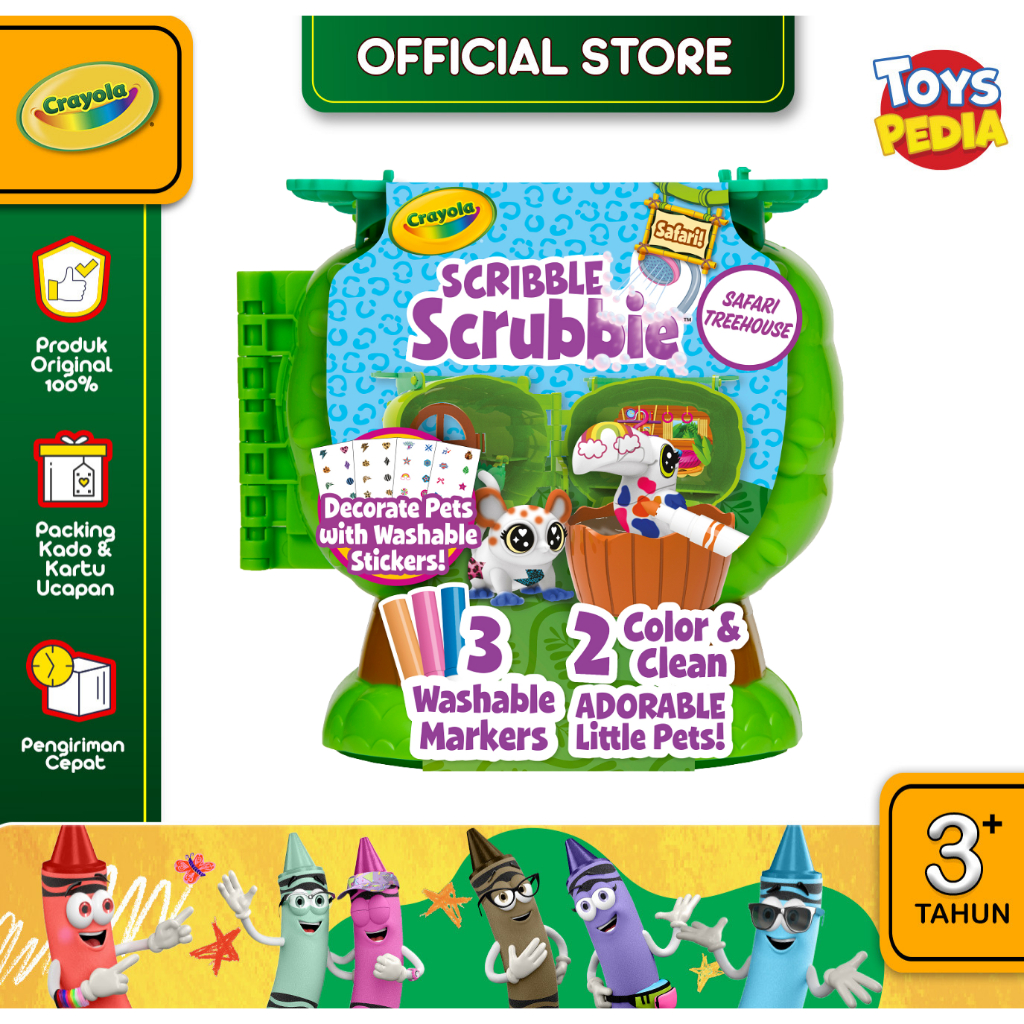 Crayola Scribble Scrubbie Safari Treehouse-Mainan Edukatif Anak Mewarnai & dapat dicuci