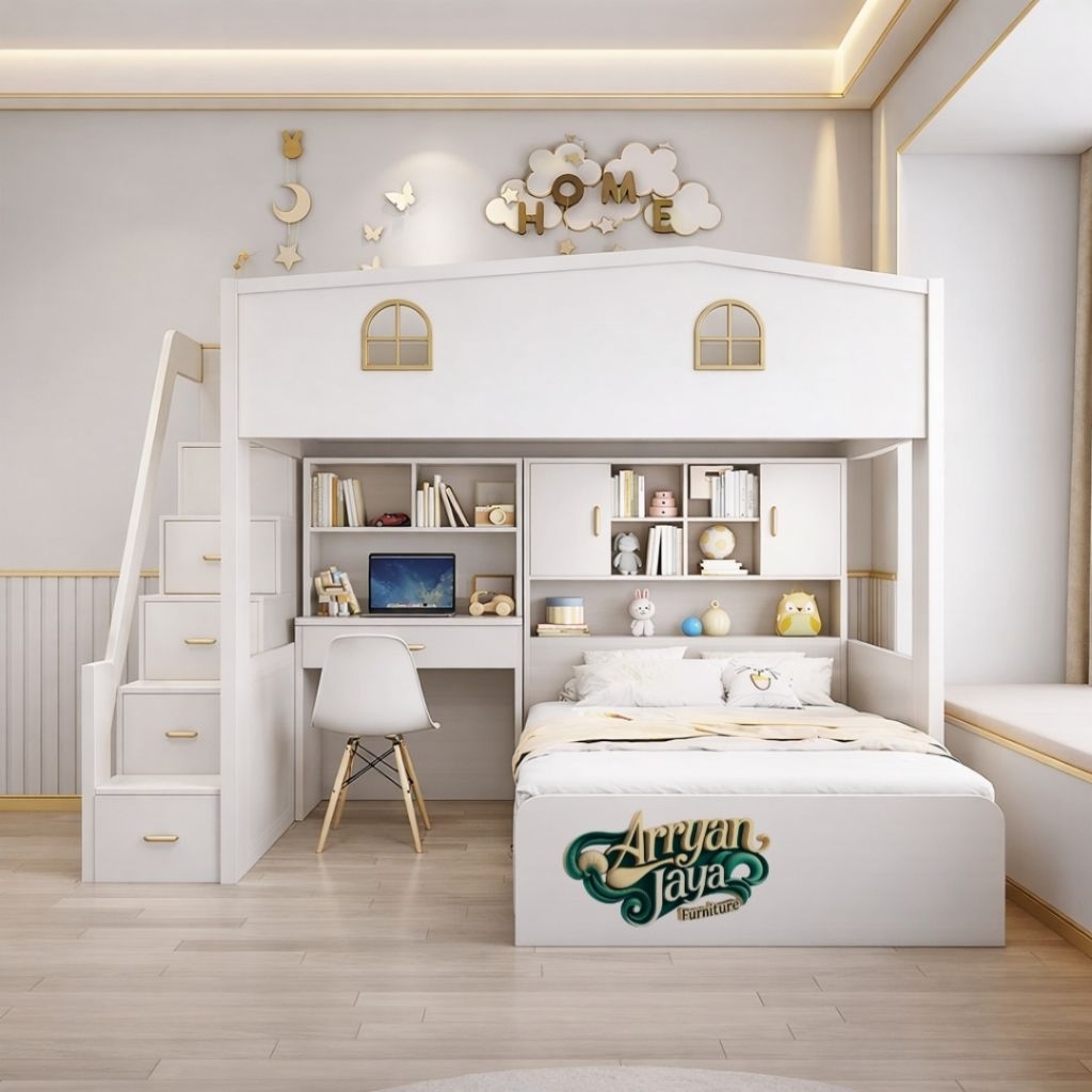 TEMPAT TIDUR TINGKAT ANAK MEJA BELAJAR