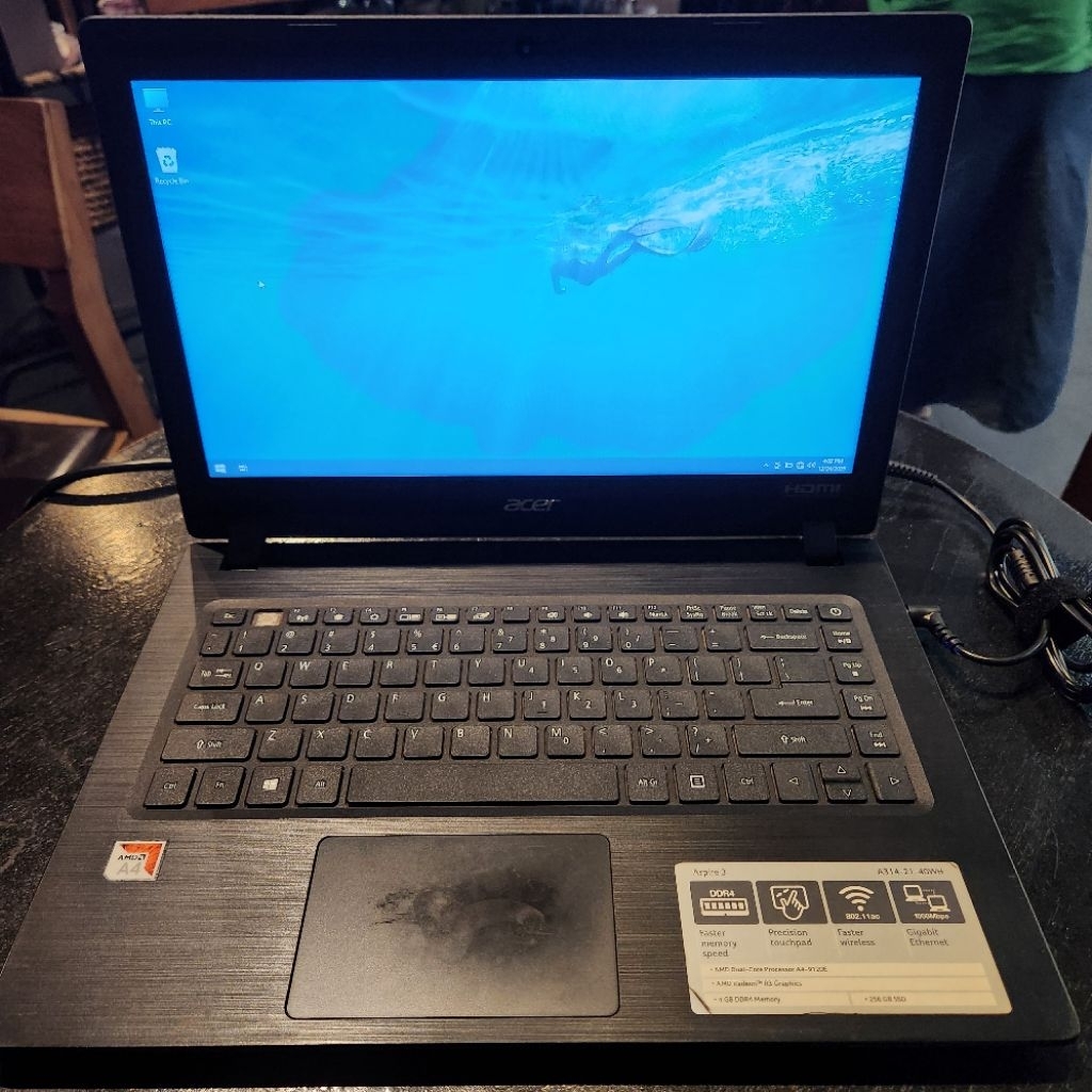 LAPTOP ACER ASPIRE A314-21 AMD A9-9120e RADEON R3 RAM 4GB SSD 256GB
